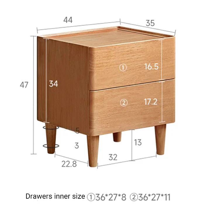 Skara Natural Solid Rubber Wood Bedside Table - Image 12