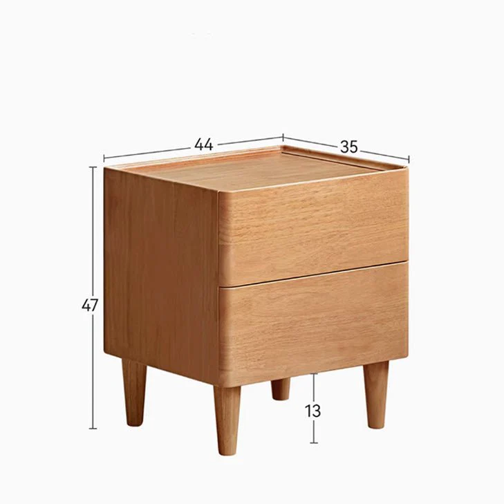 Skara Natural Solid Rubber Wood Bedside Table - Image 13