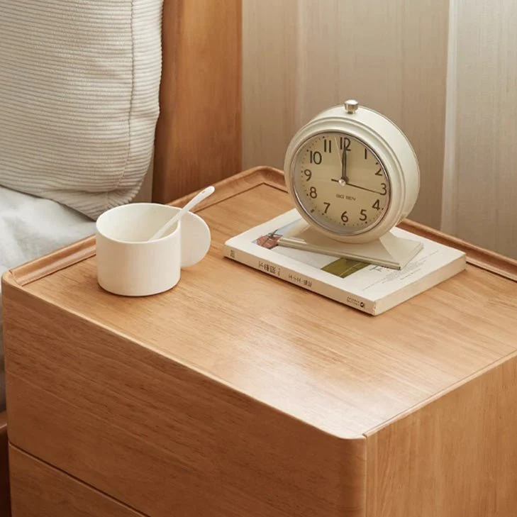 Skara Natural Solid Rubber Wood Bedside Table - Image 5