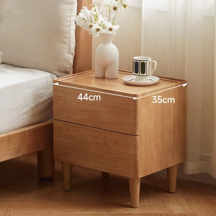 Skara Natural Solid Rubber Wood Bedside Table - Image 6