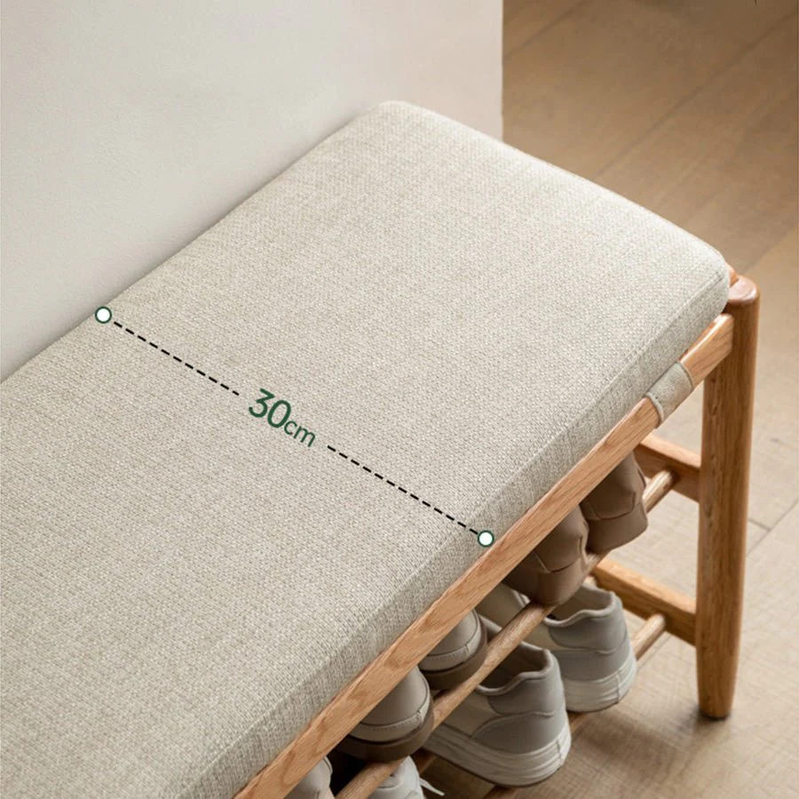 Solna Natural Solid Oak Shoe Bench - Image 3