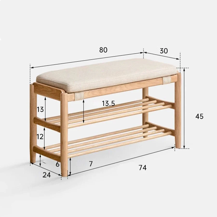 Solna Natural Solid Oak Shoe Bench - Image 6