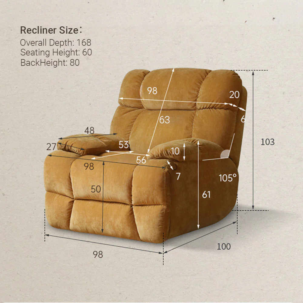 Vacone Chenille Recliner Sofa - Image 12