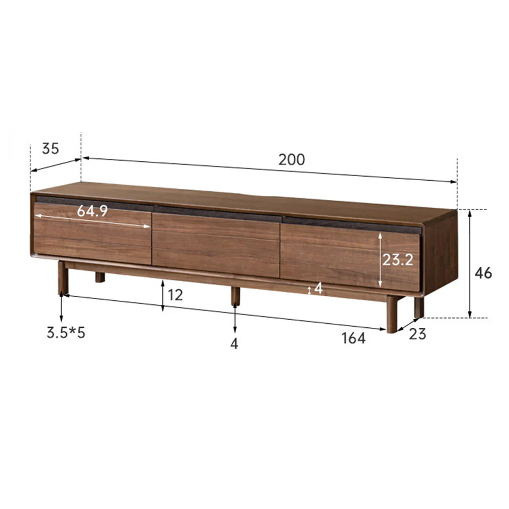 Viano Natural Solid Walnut Entertainment Unit - Image 15