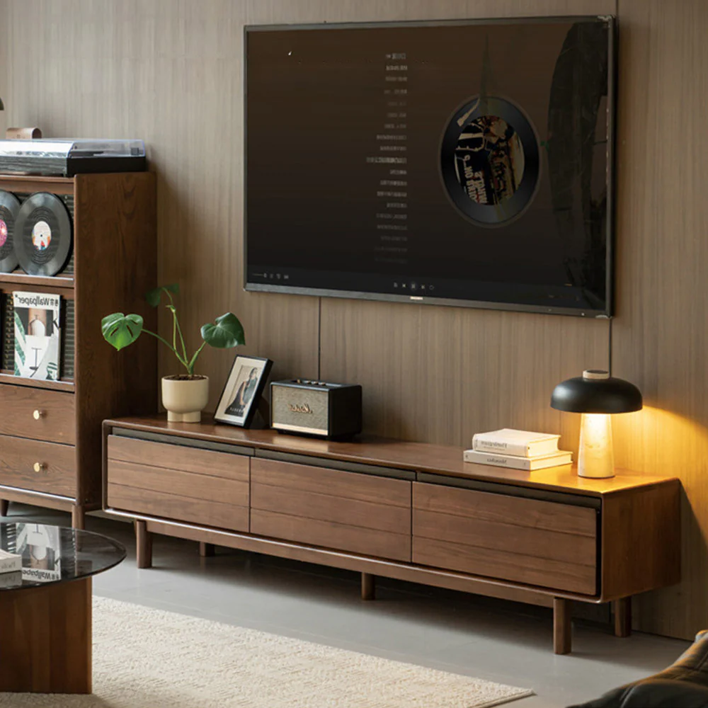 Viano Natural Solid Walnut Entertainment Unit - Image 2