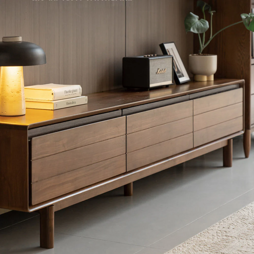 Viano Natural Solid Walnut Entertainment Unit - Image 3