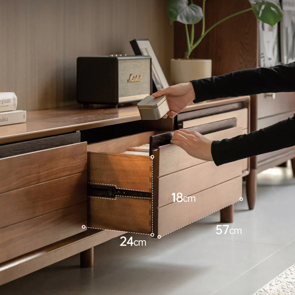 Viano Natural Solid Walnut Entertainment Unit - Image 9