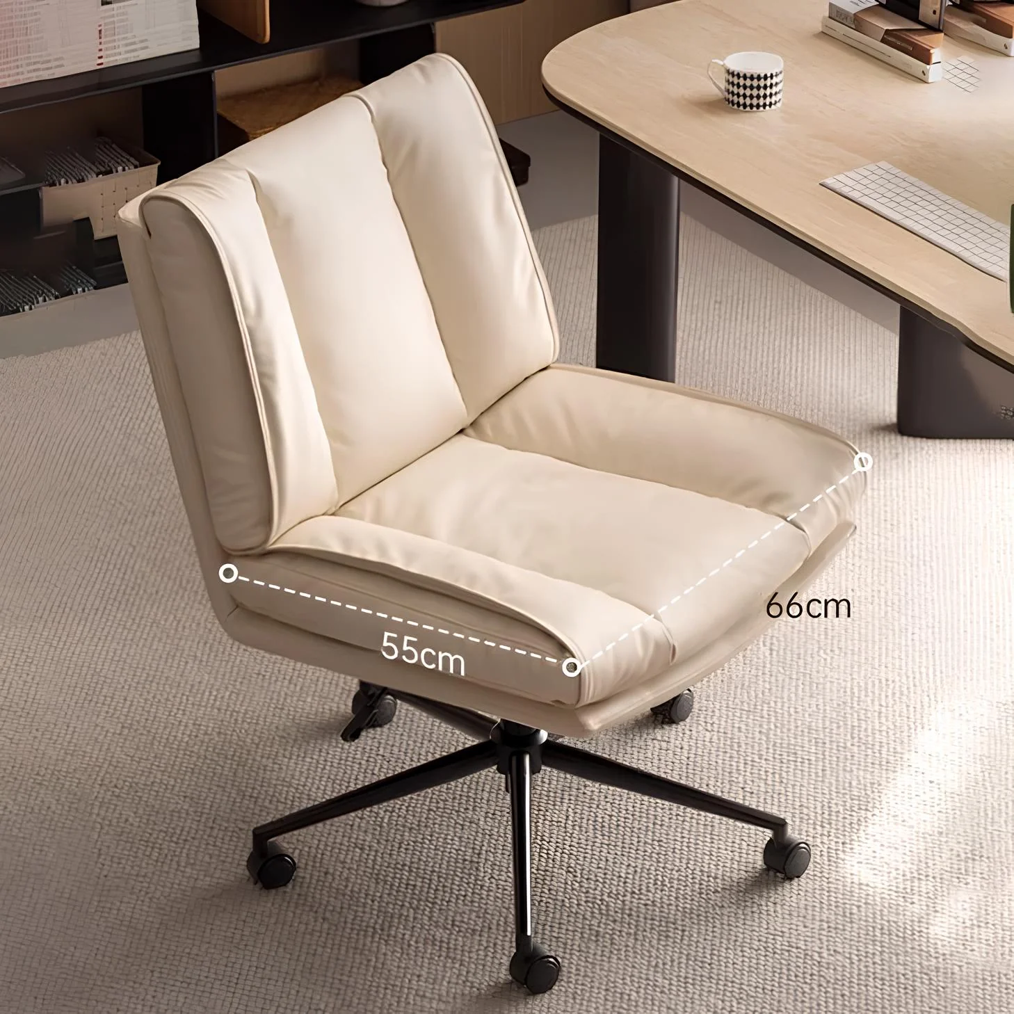 Waake Silicone Leather Swivel Study Office Chair - Image 2