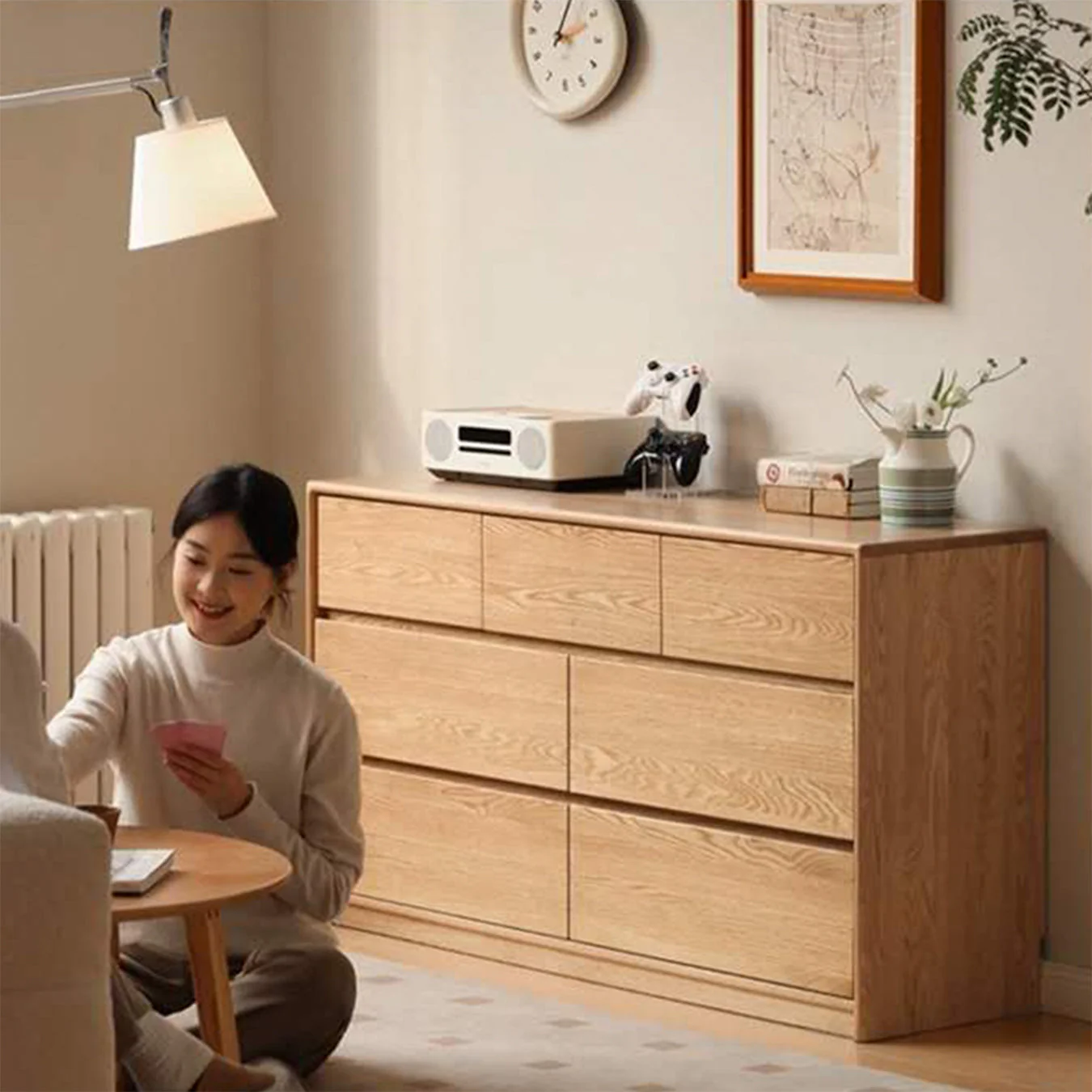 Warburg Natural Solid Oak 3 Over 4 Chest Drawers - Image 6