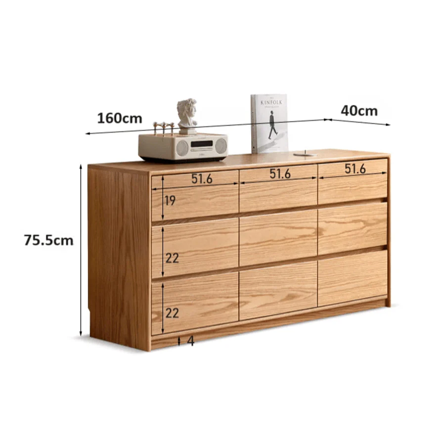 Warburg Natural Solid Oak 9 Drawers Sideboard - Image 8