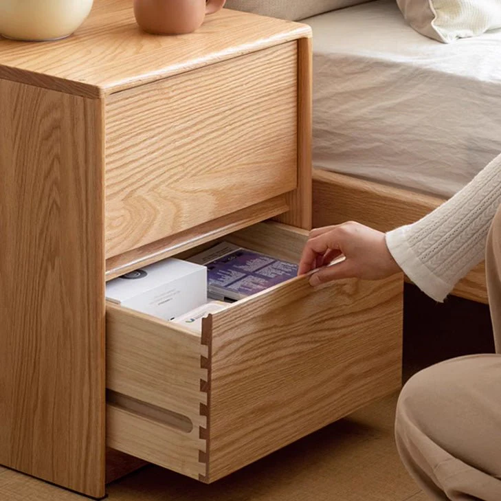 Warburg Natural Solid Oak Bedside Table - Image 8