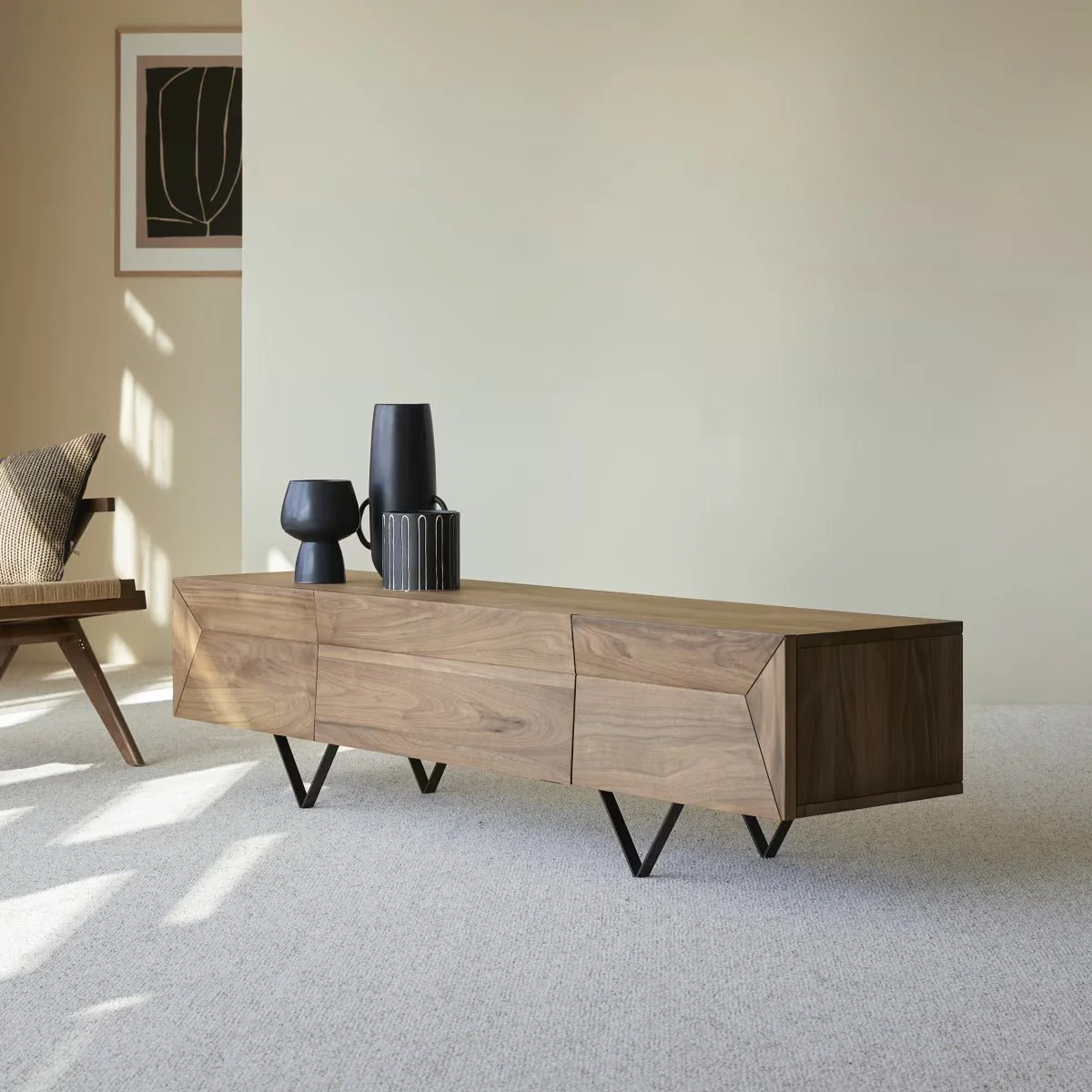 Wiltz Natural Solid Walnut TV Stand - Image 2