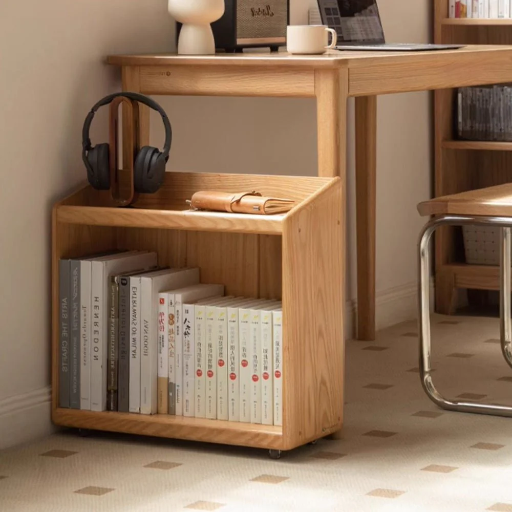 Zelt Natural Solid Oak Mobile Small Bookcase - Image 2