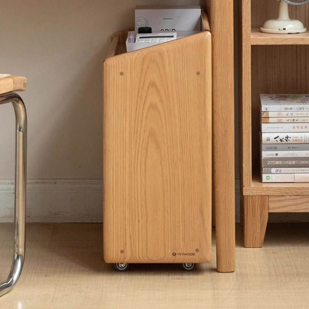 Zelt Natural Solid Oak Mobile Small Bookcase - Image 7