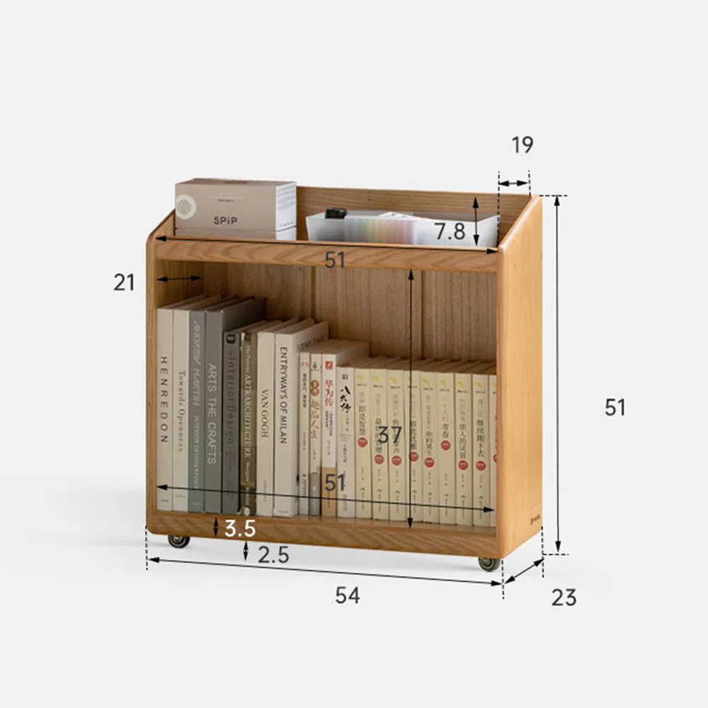 Zelt Natural Solid Oak Mobile Small Bookcase - Image 9